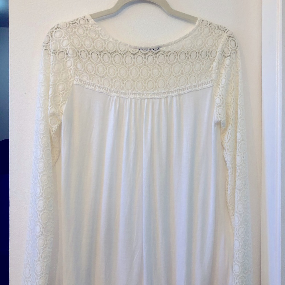 Charlotte Russe White Longsleeve lace blouse.